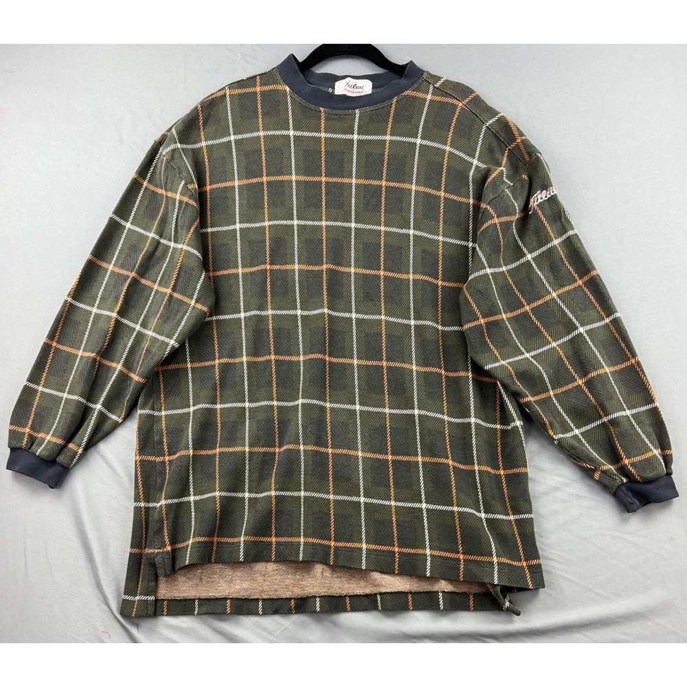 Titleist Corbin Golf Shirt Mens XL Green Plaid Mercerized Cotton Pullover L/S